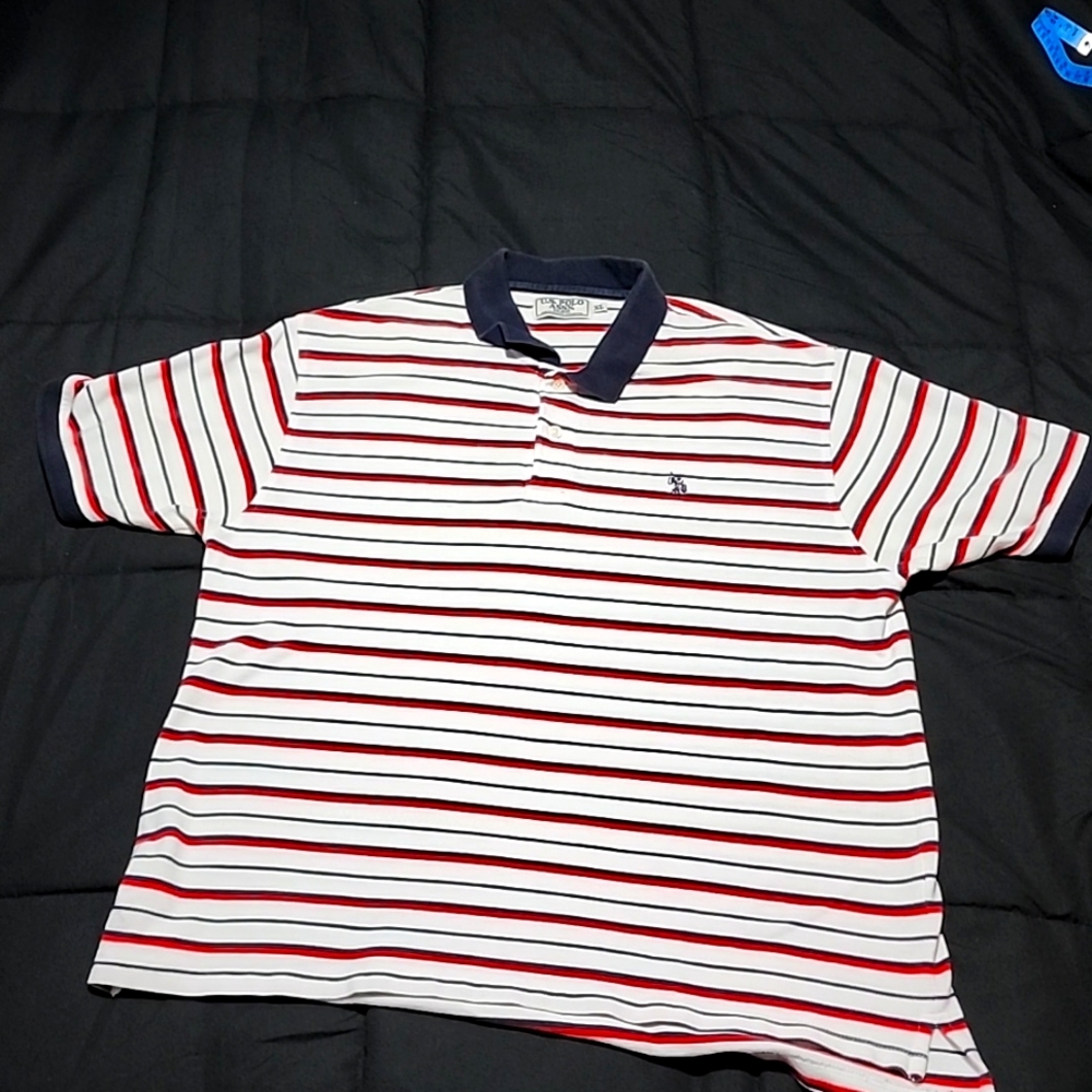 U.S Polo Assn. XL polo shirt- white w/ red/black stripes